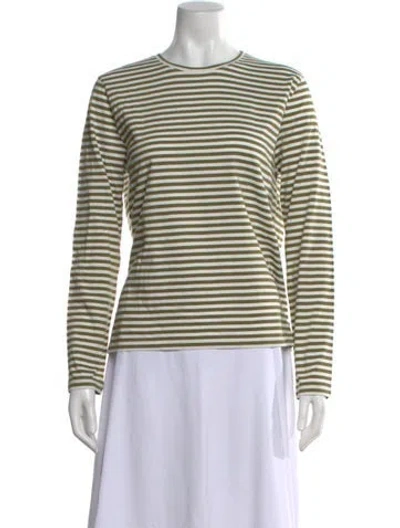 Pre-owned Kule Striped Crew Neck T-shirt In Green