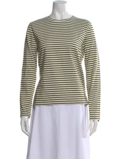Pre-owned Kule Striped Crew Neck T-shirt In Green
