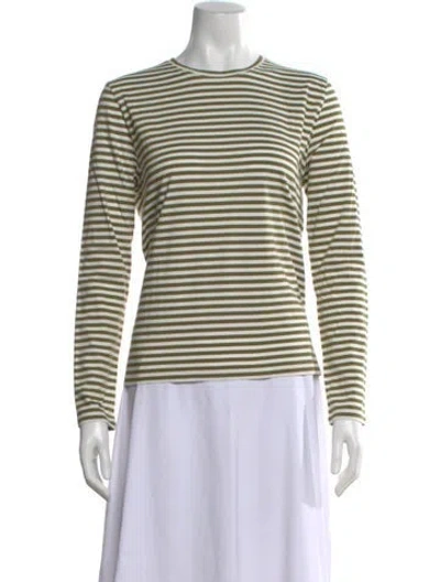 Pre-owned Kule Striped Crew Neck T-shirt In Green