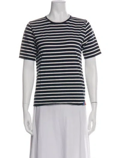 Pre-owned Kule Striped Crew Neck T-shirt In Green