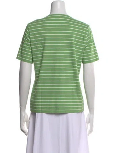 Pre-owned Kule Striped Crew Neck T-shirt In Green