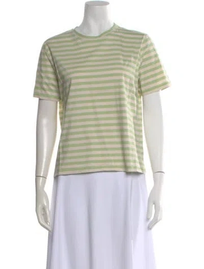 Pre-owned Kule Striped Crew Neck T-shirt In Green