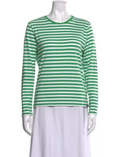 Pre-owned Kule Striped Crew Neck T-shirt In Green