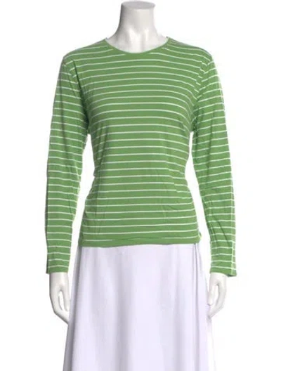 Pre-owned Kule Striped Crew Neck T-shirt In Green