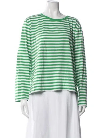 Pre-owned Kule Striped Crew Neck T-shirt In Green
