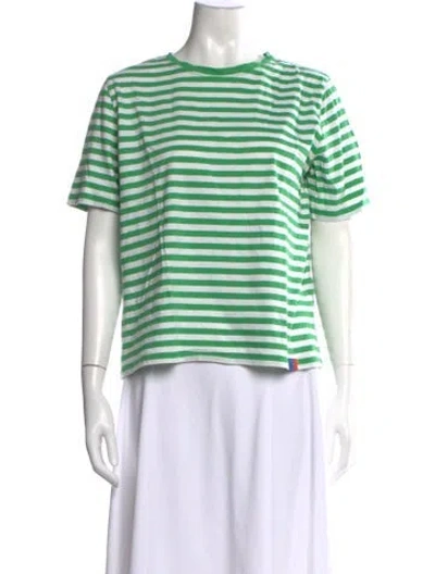 Pre-owned Kule Striped Crew Neck T-shirt In Green