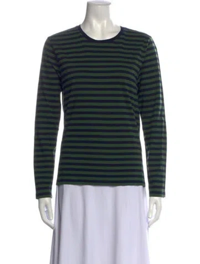 Pre-owned Kule Striped Crew Neck T-shirt In Green