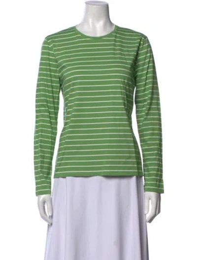 Pre-owned Kule Striped Crew Neck T-shirt In Green