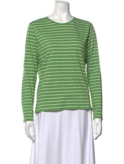 Pre-owned Kule Striped Crew Neck T-shirt In Green