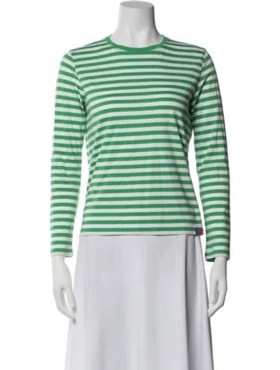 Pre-owned Kule Striped Crew Neck T-shirt In Green