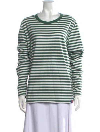 Pre-owned Kule Striped Crew Neck T-shirt In Green