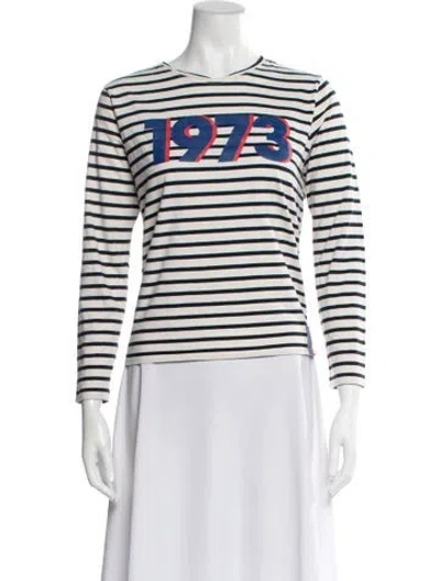 Pre-owned Kule Striped Crew Neck T-shirt In Neutral