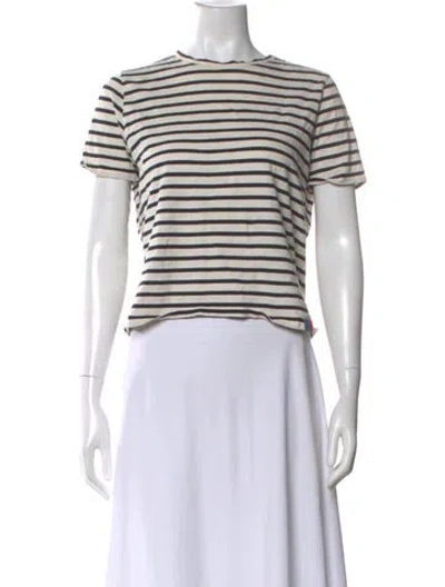 Pre-owned Kule Striped Crew Neck T-shirt In Neutral