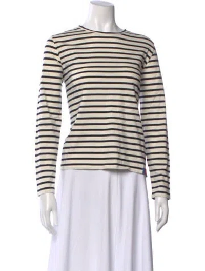 Pre-owned Kule Striped Crew Neck T-shirt In Neutral