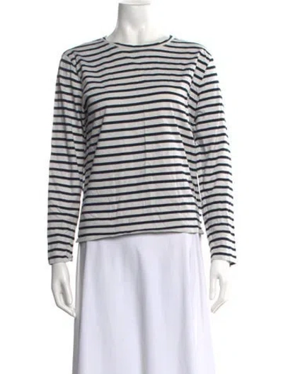 Pre-owned Kule Striped Crew Neck T-shirt In Neutral