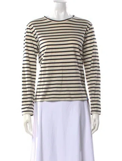 Pre-owned Kule Striped Crew Neck T-shirt In Neutral