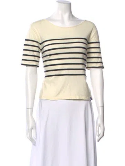 Pre-owned Kule Striped Crew Neck T-shirt In Neutral