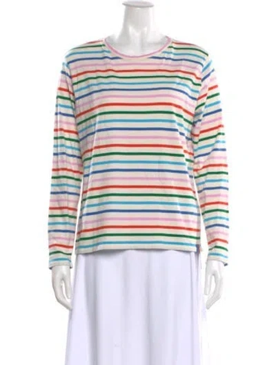 Pre-owned Kule Striped Crew Neck T-shirt In Neutral