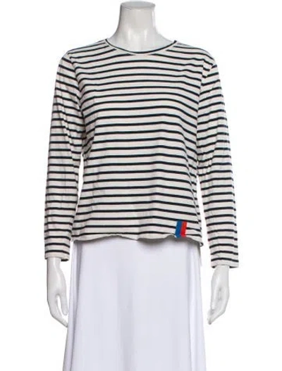 Pre-owned Kule Striped Crew Neck T-shirt In Neutral