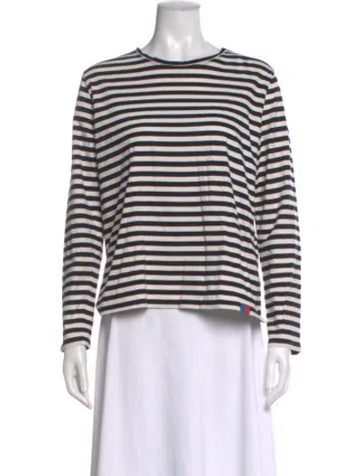 Pre-owned Kule Striped Crew Neck T-shirt In Neutral