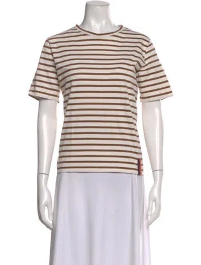 Pre-owned Kule Striped Crew Neck T-shirt In Neutral