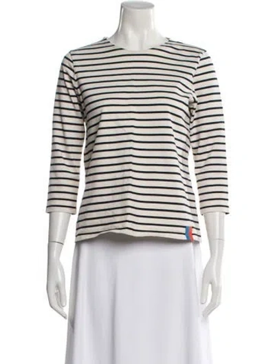 Pre-owned Kule Striped Crew Neck T-shirt In Neutral