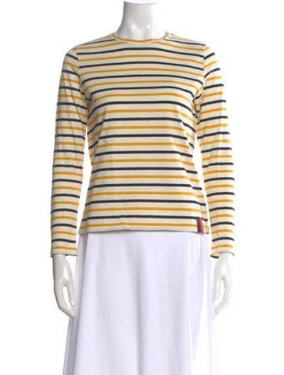 Pre-owned Kule Striped Crew Neck T-shirt In Neutral