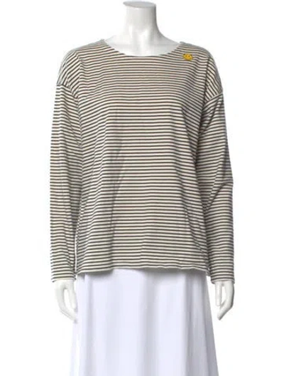 Pre-owned Kule Striped Crew Neck T-shirt In Neutral
