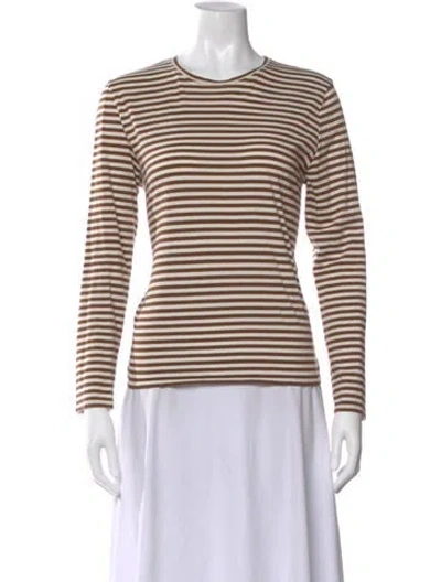 Pre-owned Kule Striped Crew Neck T-shirt In Neutral