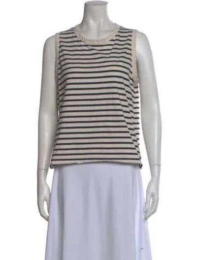 Pre-owned Kule Striped Crew Neck T-shirt In Neutral
