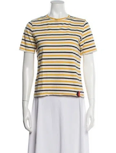 Pre-owned Kule Striped Crew Neck T-shirt In Neutral