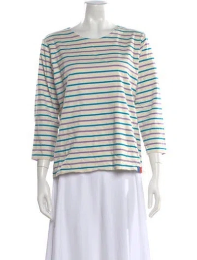 Pre-owned Kule Striped Crew Neck T-shirt In Neutral