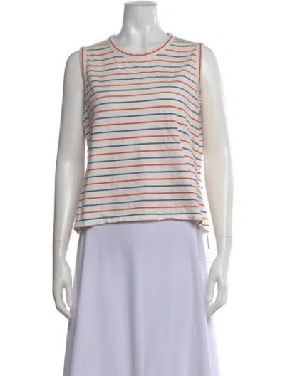 Pre-owned Kule Striped Crew Neck T-shirt In Neutral