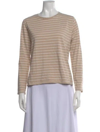 Pre-owned Kule Striped Crew Neck T-shirt In Neutral