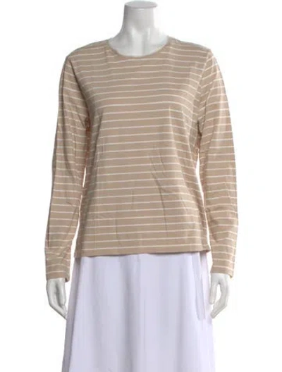 Pre-owned Kule Striped Crew Neck T-shirt In Neutral