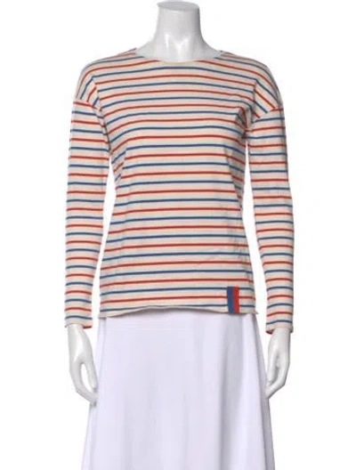 Pre-owned Kule Striped Crew Neck T-shirt In Neutral