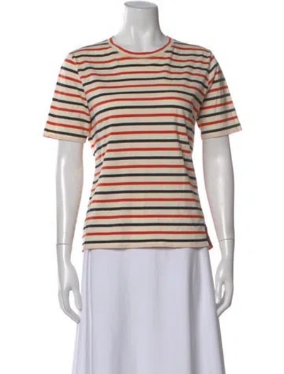 Pre-owned Kule Striped Crew Neck T-shirt In Neutral