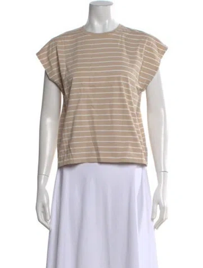 Pre-owned Kule Striped Crew Neck T-shirt In Neutral