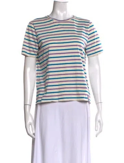Pre-owned Kule Striped Crew Neck T-shirt In Neutral