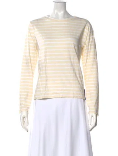Pre-owned Kule Striped Crew Neck T-shirt In Neutral