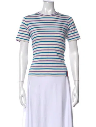 Pre-owned Kule Striped Crew Neck T-shirt In Neutral