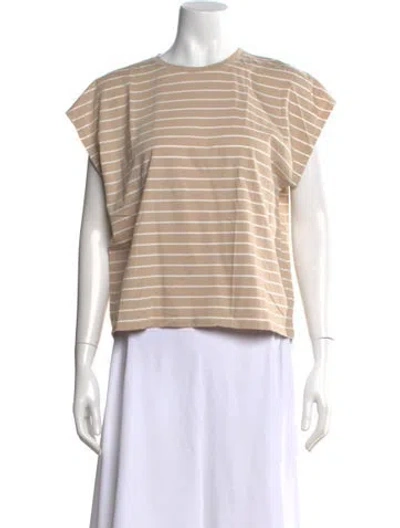 Pre-owned Kule Striped Crew Neck T-shirt In Neutral