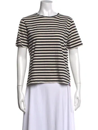 Pre-owned Kule Striped Crew Neck T-shirt In Neutral