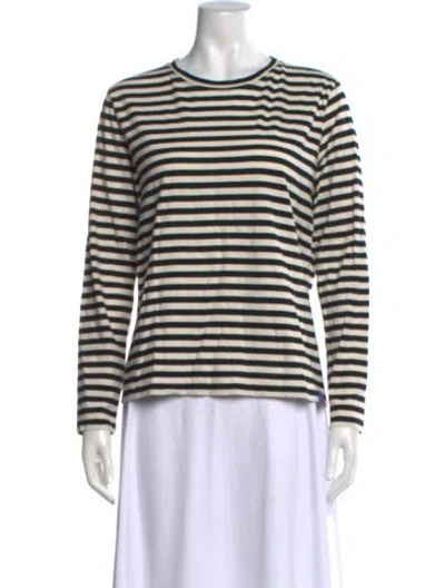Pre-owned Kule Striped Crew Neck T-shirt In Neutral