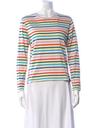 Pre-owned Kule Striped Crew Neck T-shirt In Neutral