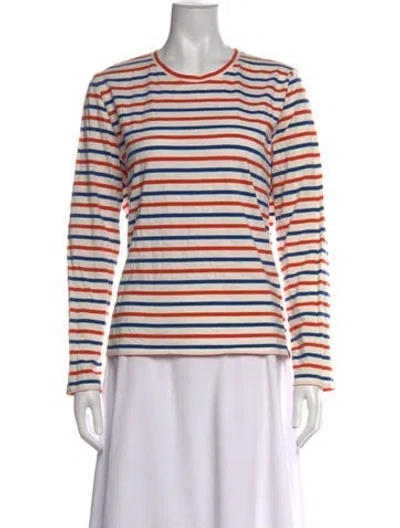 Pre-owned Kule Striped Crew Neck T-shirt In Neutral