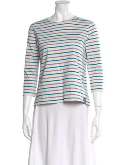 Pre-owned Kule Striped Crew Neck T-shirt In Neutrals