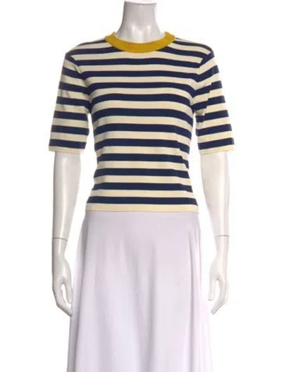 Pre-owned Kule Striped Crew Neck T-shirt In Neutrals