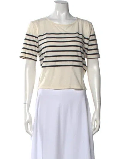Pre-owned Kule Striped Crew Neck T-shirt In Neutrals