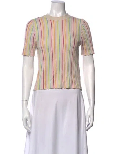 Pre-owned Kule Striped Crew Neck T-shirt In Neutrals